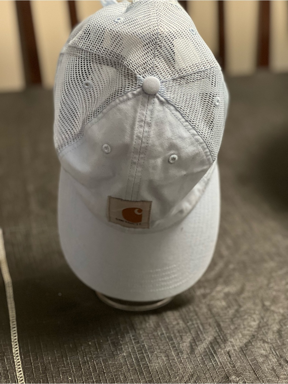 Carhartt Pale Blue Mesh-Back Baseball Cap with Gold Logo Patch- unisex